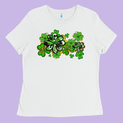 Cowhide And Leopard Shamrocks Ladies Tee Designed By Adodesignshop