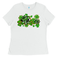 White cowhide and leopard shamrocks Ladies Tee - AdoDesignShop