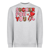 Heather Grey lovethemed typography with heart lollipop Heavyweight Sweatshirt - LillyAllenDesigns