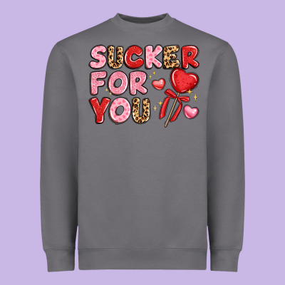 Lovethemed Typography With Heart Lollipop Heavyweight Sweatshirt Designed By Lillyallendesigns