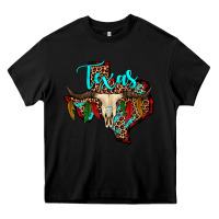 Black bullskull texas map Heavy Core Tee - JahusDesignShop