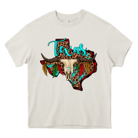 Cream bullskull texas map Heavy Core Tee - JahusDesignShop