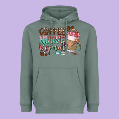 Coffee Nurse Repeat Heavyweight Hoodie Designed By Cowgirlartshop