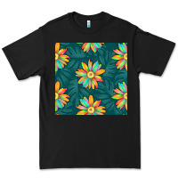 Black colorful tropical flowers seamless pattern Premium Tee - BundleAndBundleShop