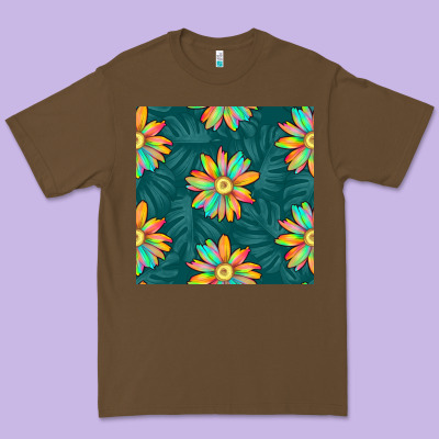 Colorful Tropical Flowers Seamless Pattern Premium Tee Designed By Bundleandbundleshop
