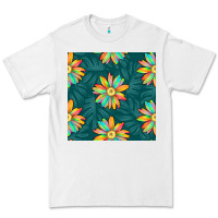 White colorful tropical flowers seamless pattern Premium Tee - BundleAndBundleShop