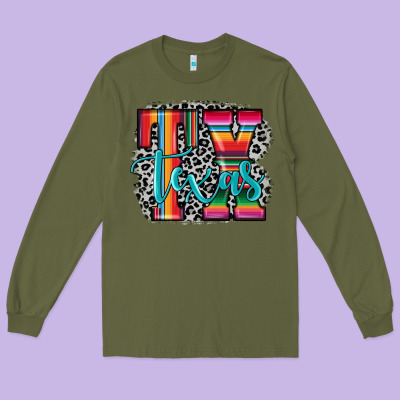 Tx Texas Long Sleeve Tee Designed By Jahusdesignshop