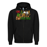Black I dig Christmas Zipper Hoodie - NancyCooperArtShop