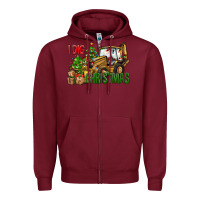 Burgundy I dig Christmas Zipper Hoodie - NancyCooperArtShop