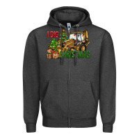 Charcoal Heather I dig Christmas Zipper Hoodie - NancyCooperArtShop