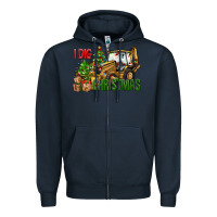 Navy I dig Christmas Zipper Hoodie - NancyCooperArtShop