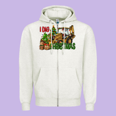 I Dig Christmas Zipper Hoodie Designed By Nancycooperartshop