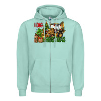 Seafoam I dig Christmas Zipper Hoodie - NancyCooperArtShop