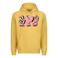 Antique Gold peace love cure breast cancer Premium Hoodie - CowGirlArtShop