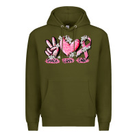 Army Green peace love cure breast cancer Premium Hoodie - CowGirlArtShop