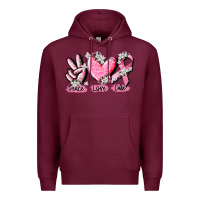Burgundy peace love cure breast cancer Premium Hoodie - CowGirlArtShop