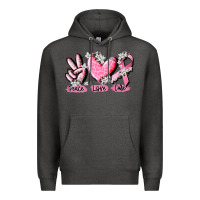 Charcoal Heather peace love cure breast cancer Premium Hoodie - CowGirlArtShop