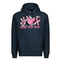 Navy peace love cure breast cancer Premium Hoodie - CowGirlArtShop