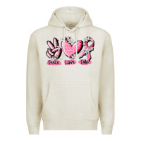 Oatmeal Heather peace love cure breast cancer Premium Hoodie - CowGirlArtShop