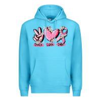 Ocean Blue peace love cure breast cancer Premium Hoodie - CowGirlArtShop