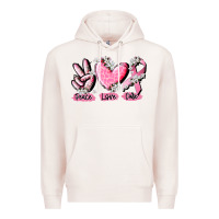 Pale Pink peace love cure breast cancer Premium Hoodie - CowGirlArtShop