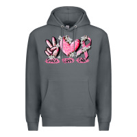 Rock peace love cure breast cancer Premium Hoodie - CowGirlArtShop