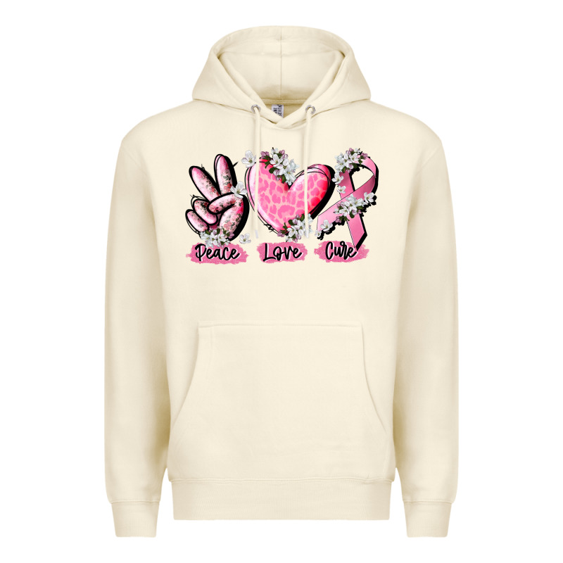 Peace Love Cure Breast Cancer Premium Hoodie by CowGirlArtShop | Teevron