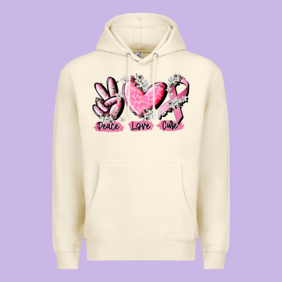 Peace Love Cure Breast Cancer Premium Hoodie Designed By Cowgirlartshop