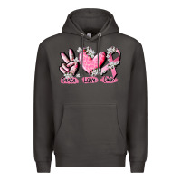 Smoke peace love cure breast cancer Premium Hoodie - CowGirlArtShop