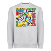 Heather Grey name puzzle ribbon of inspiration Heavyweight Sweatshirt - LillyAllenDesigns