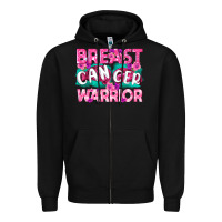 Black Breast Cancer Warrior Zipper Hoodie - texasbilliewilder
