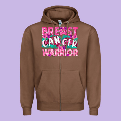 Breast Cancer Warrior Zipper Hoodie Designed By Texasbilliewilder