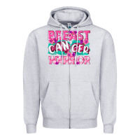 Heather Grey Breast Cancer Warrior Zipper Hoodie - texasbilliewilder