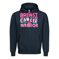 Navy Breast Cancer Warrior Zipper Hoodie - texasbilliewilder