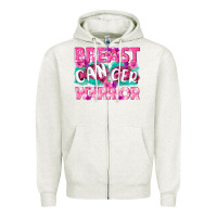 Oatmeal Heather Breast Cancer Warrior Zipper Hoodie - texasbilliewilder