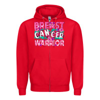 Red Breast Cancer Warrior Zipper Hoodie - texasbilliewilder