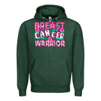 Sports Green Breast Cancer Warrior Zipper Hoodie - texasbilliewilder