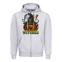 Heather Grey Howdy witches Zipper Hoodie - NancyCooperArtShop