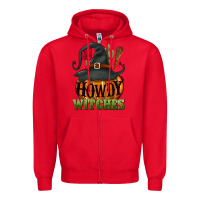 Red Howdy witches Zipper Hoodie - NancyCooperArtShop