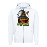 White Howdy witches Zipper Hoodie - NancyCooperArtShop