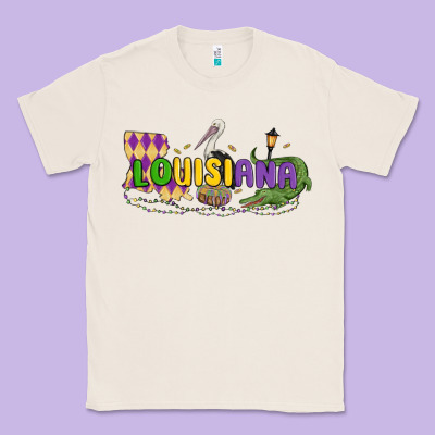 Louisiana Mardi Gras Classic Tee Designed By Maliassmallbusiness