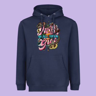Just A Small Town Girl Heavyweight Hoodie Designed By Howdyjamesfarm