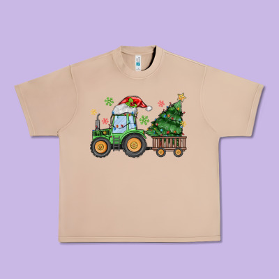 Christmas Tractor Urban Heavy Tee Designed By Maliassmallbusiness
