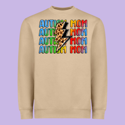 Autism Mom Lightning Bolt Heavyweight Sweatshirt Designed By Lillyallendesigns