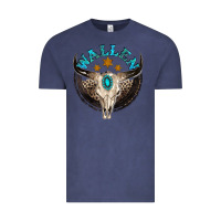 Vintage Denim wallen with bull skull Vintage Tee - NancyCooperArtShop