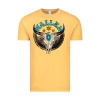 Vintage Mustard wallen with bull skull Vintage Tee - NancyCooperArtShop