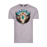 Vintage Zinc wallen with bull skull Vintage Tee - NancyCooperArtShop