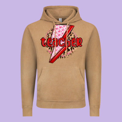 Teacher Lightning Bolt Valentines Day Vintage Hoodie Designed By Maliassmallbusiness