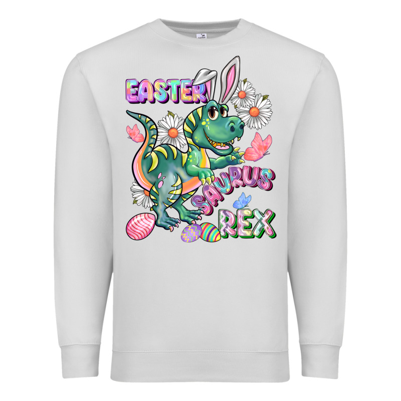 Easter Saurus Rex Easter Day Premium Sweatshirt by CowGirlArtShop | Teevron