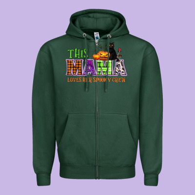 This Mama Loves Her Spooky Crew Zipper Hoodie Designed By Nancycooperartshop